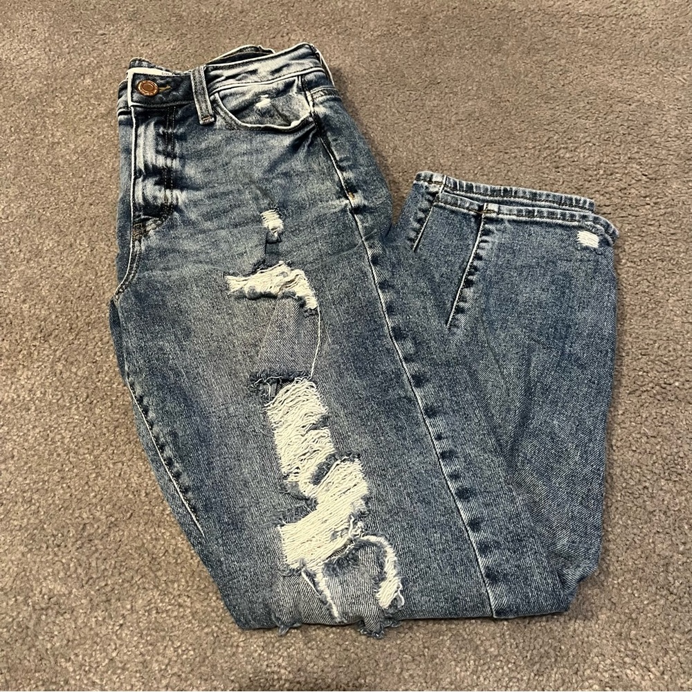 SO High Rise Mom Jean Fit Ripped Denim Jeans